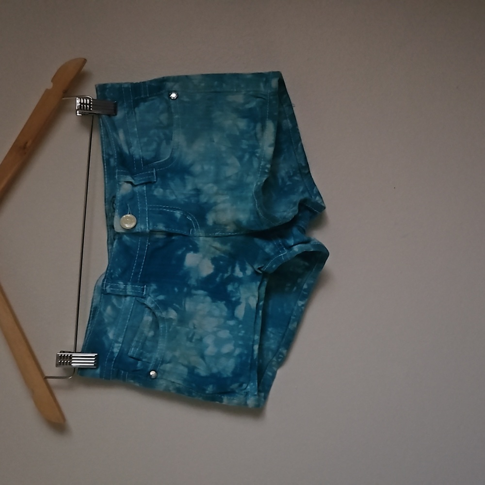 Blue tye-dye jean shorts